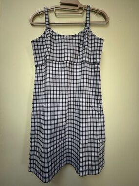 Y2K Black and White Plaid Slip Dress sz M